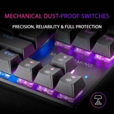 MARS GAMING MK80 MECHANICAL TKL KEYBOARD, BLUE SWITCH - BLACK