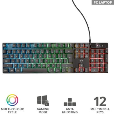 TRUST CLAVIER GAMER AZOR GXT 835 RGB - NOIR