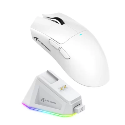 ATTACK SHARK X11 Wireless Gaming Mouse with Charging Dock - White