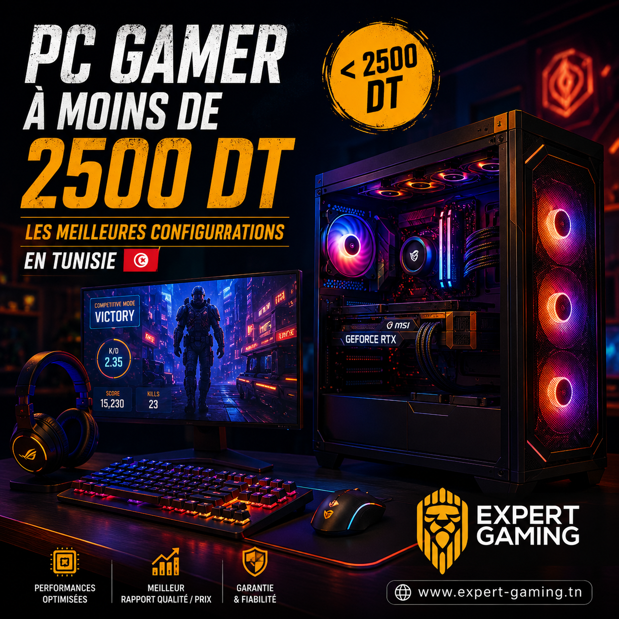 pc gamer à moins 2500 dt Tunisie