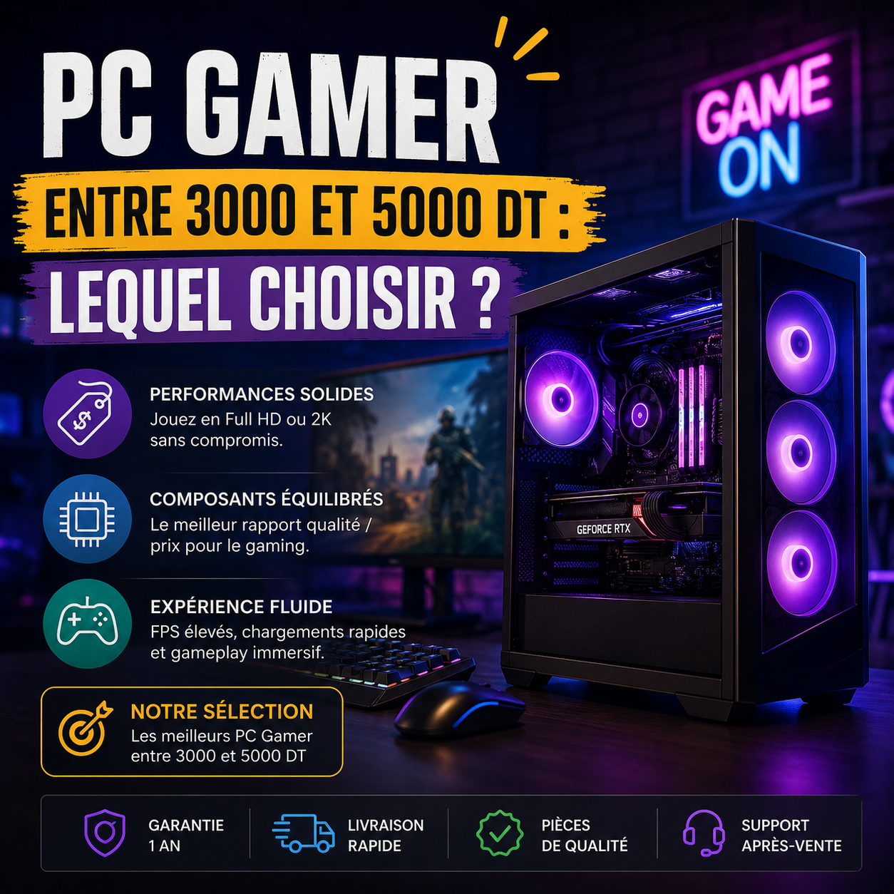Choisir son PC gamer budget 3000 et 5000 dinars