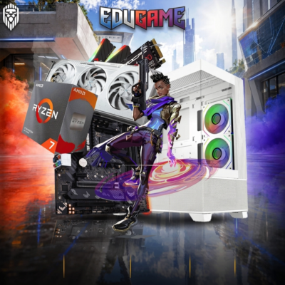 PC gamer AMD Ryzen 7 5700X avec RX 9060XT 16GB – EDUGAME X1 Expert Gaming Tunisie
