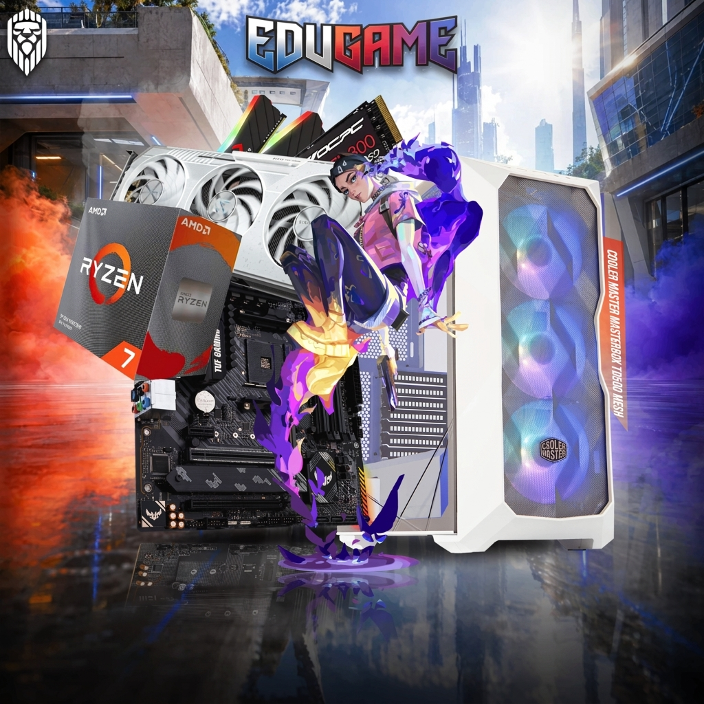 PC gamer AMD Ryzen 7 5700X avec RX 9060XT 16GB – EDUGAME X2 Expert Gaming Tunisie