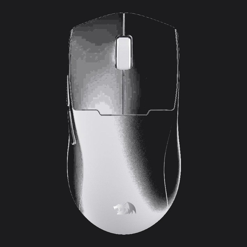 Souris gaming Redragon M918 PRO White vue de dessus sur un bureau gaming