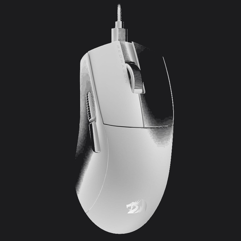 Souris gamer sans fil Redragon K1NG 1K M724 blanche avec rétroéclairage RGB sur fond sombre
