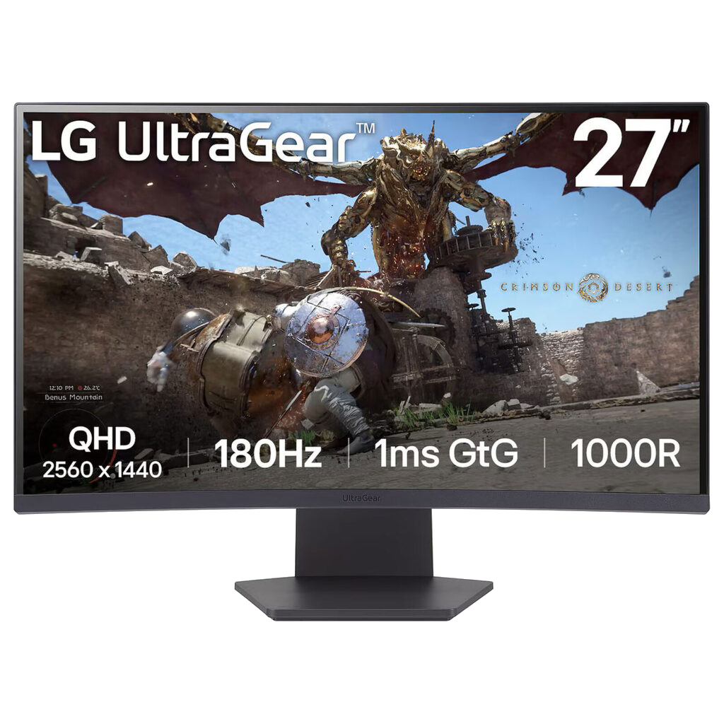 Écran gaming 27 pouces 2K LG UltraGear 27GS60QC-B incurvé 180Hz VA