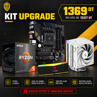 Kit upgrade AMD Ryzen 5 5600X avec ASUS TUF B550M-PLUS WIFI et 16GB RAM RGB – Expert Gaming Tunisie