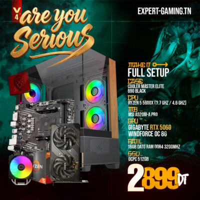 PC gamer Ryzen 5 5600X RTX 5060 8G – Are You Serious V4 chez Expert Gaming Tunisie