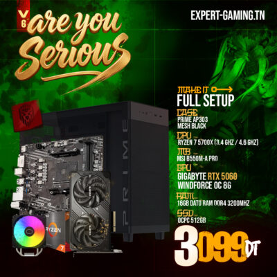 PC Gamer Ryzen 7 5700X RTX 5060 8G ARE YOU SERIOUS V6 – Expert Gaming Tunisie
