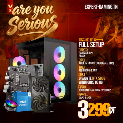 PC gamer Intel i5 RTX 5060 Are You Serious V8 – Expert Gaming Tunisie