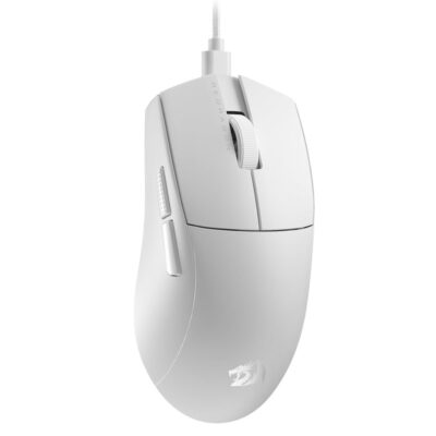 Souris gamer sans fil Redragon K1NG 1K M724 blanche avec rétroéclairage RGB sur fond sombre