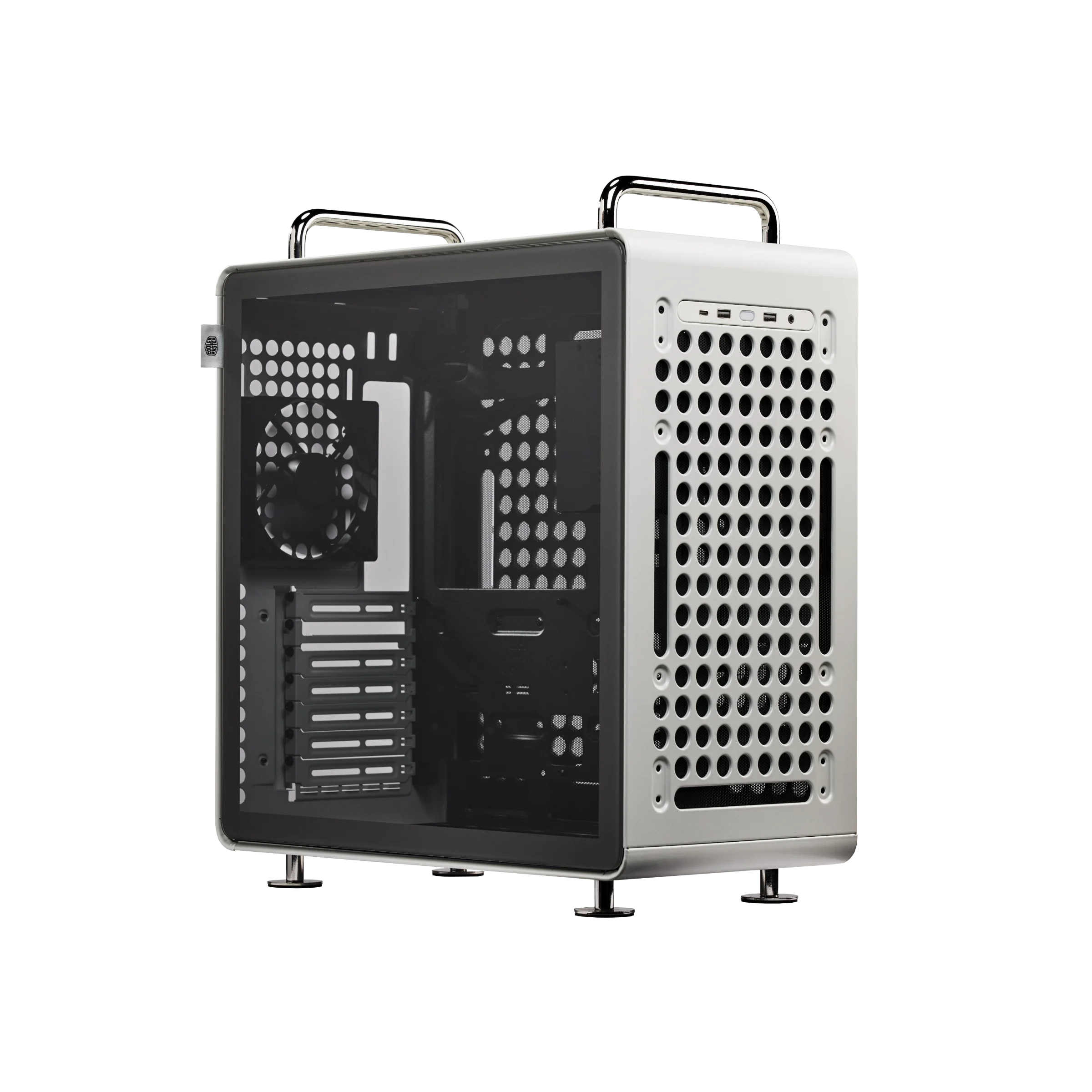 Boitier Cooler Master Qube 540 Moonstone gris – vue de face Expert Gaming Tunisie