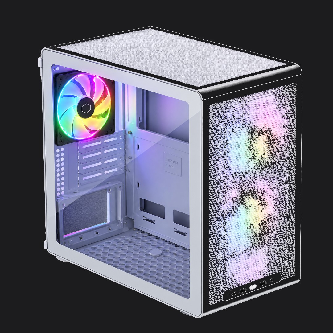 Boitier Cooler Master Q300L V3 ARGB White – chassis gaming compact blanc avec éclairage ARGB