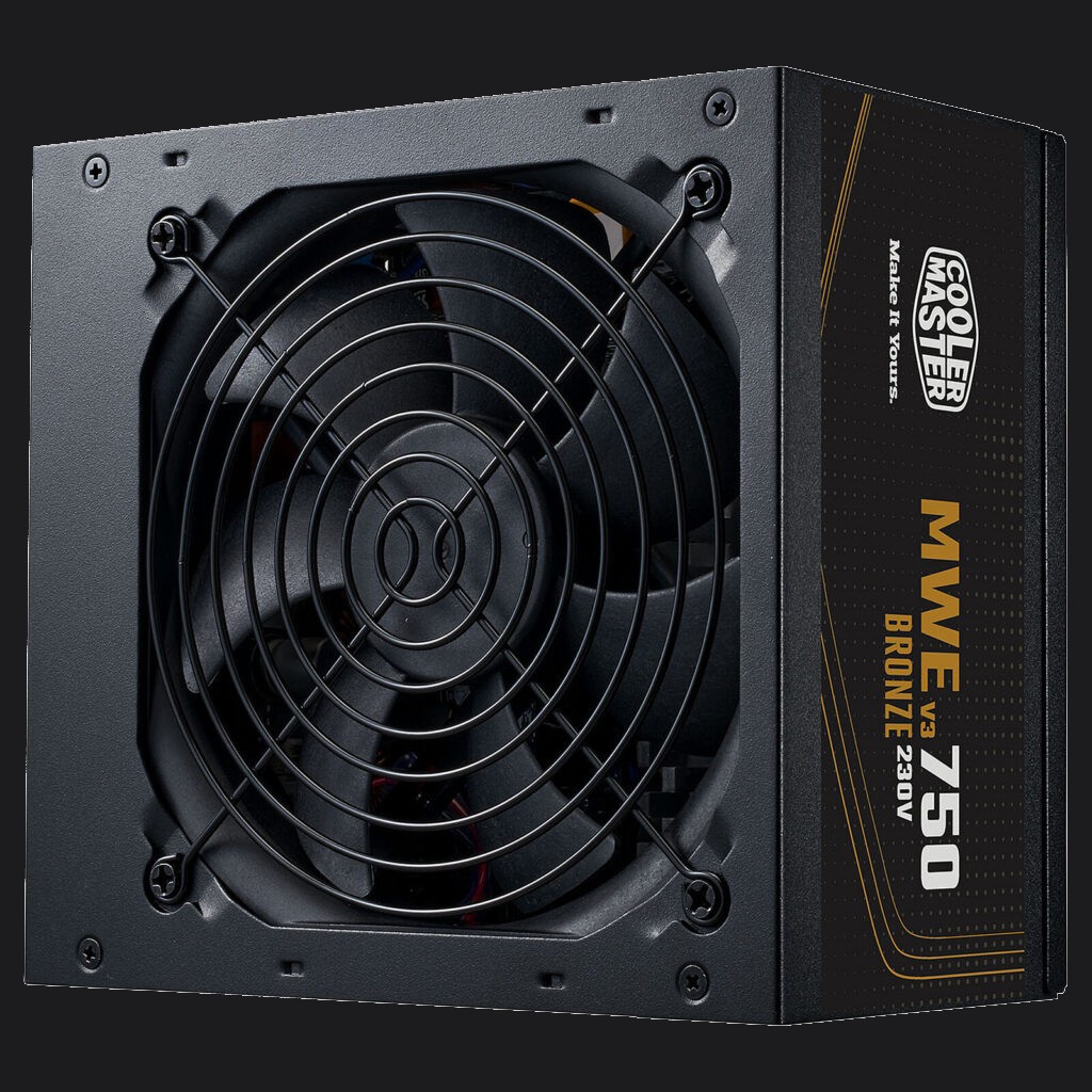 Alimentation PC gaming Cooler Master MWE Bronze 750 V3 noire 750W vue de face